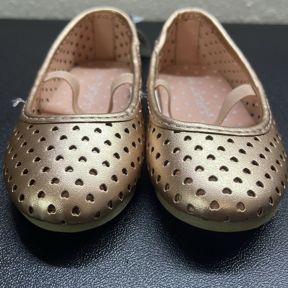 NWT Carter’s Girls Perforated Heart Ballet Flats Metallic Slip On Shoes Size 6 - Picture 4 of 11